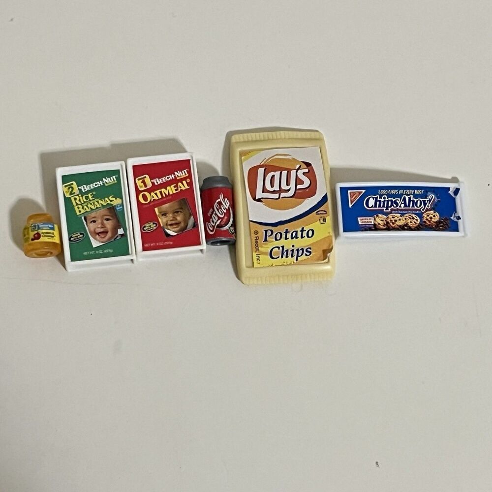 Vintage Barbie Doll Mini Play Baby Food Cookies Chips Coke Lot